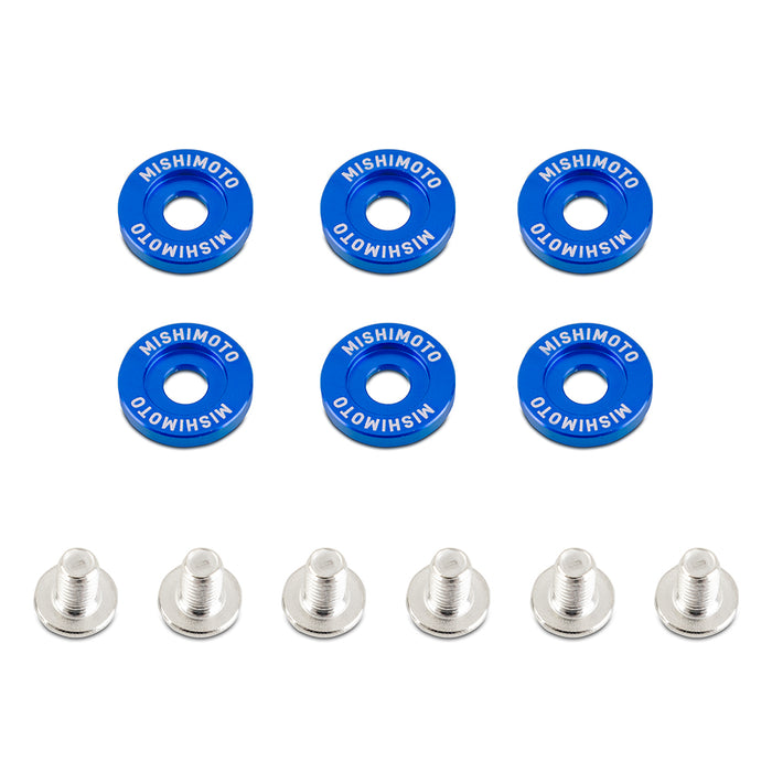 Mishimoto MMFW-SM-6BL Mishimoto M6 X 1.0 Fender Washer and Bolt Kit, 16.7mm OD, 6 pcs, Blue - Truck Part Superstore