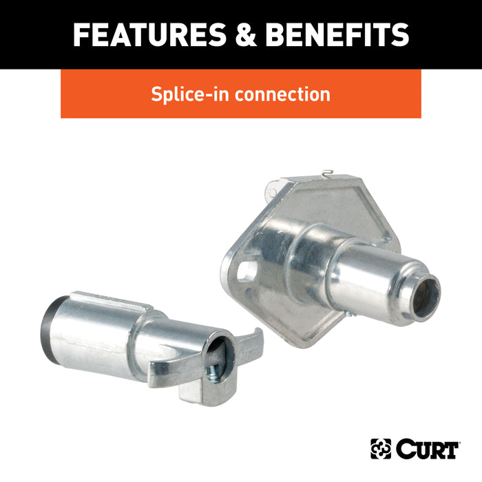 CURT 58671 CURT 58671 Vehicle-Side and Trailer-Side 4-Pin Round Wiring Harness Connectors - Truck Part Superstore