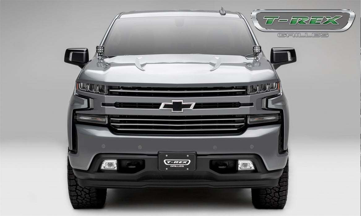 T-Rex Grilles 6211233 Billet Series Grille; Horizontal Round; Aluminum; Brushed; 4 Pc; Overlay; - Truck Part Superstore
