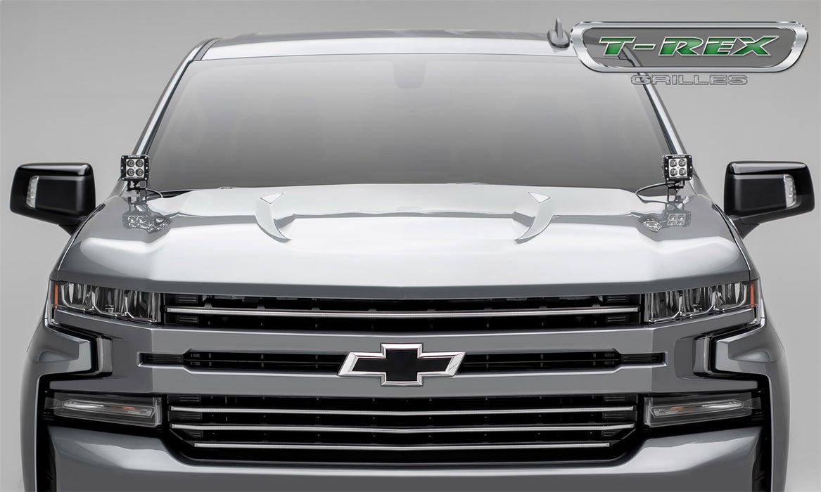 T-Rex Grilles 6211233 Billet Series Grille; Horizontal Round; Aluminum; Brushed; 4 Pc; Overlay; - Truck Part Superstore
