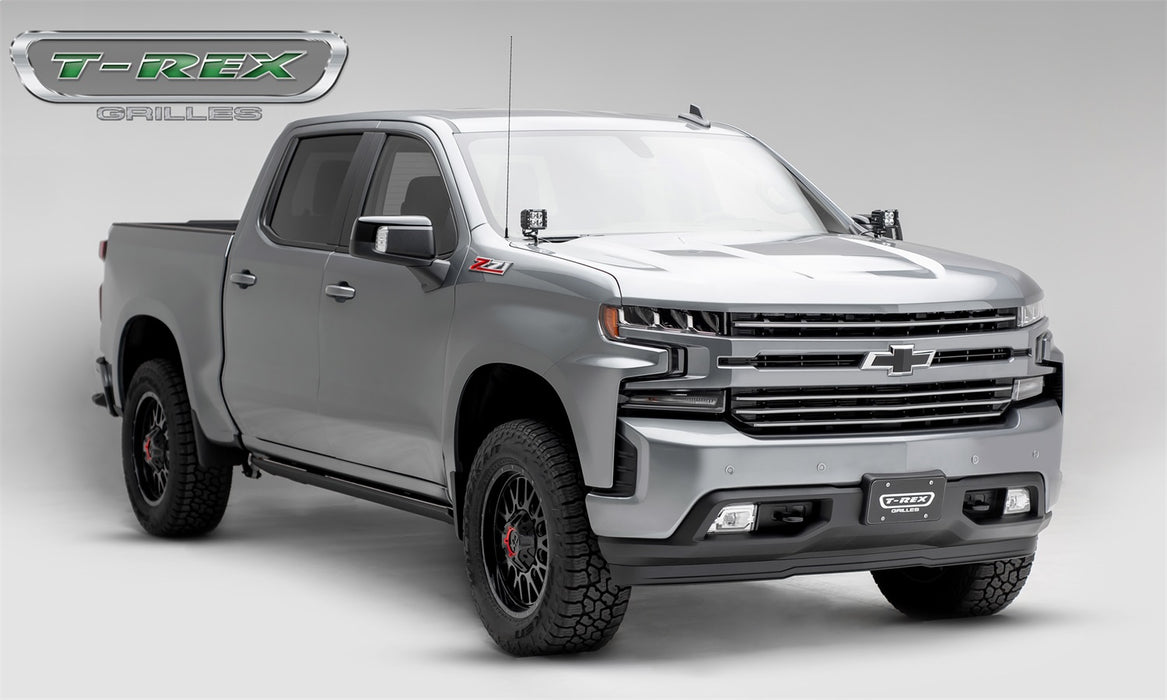 T-Rex Grilles 6211233 Billet Series Grille; Horizontal Round; Aluminum; Brushed; 4 Pc; Overlay; - Truck Part Superstore