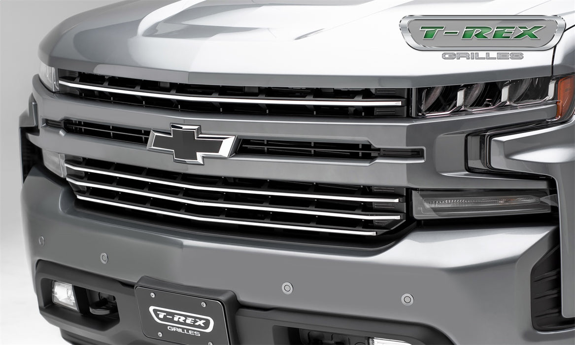 T-Rex Grilles 6211236 Billet Series Grille; Horizontal Round; Aluminum; Silver; 4 Pc; Overlay; - Truck Part Superstore