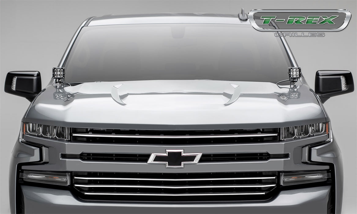 T-Rex Grilles 6211236 Billet Series Grille; Horizontal Round; Aluminum; Silver; 4 Pc; Overlay; - Truck Part Superstore