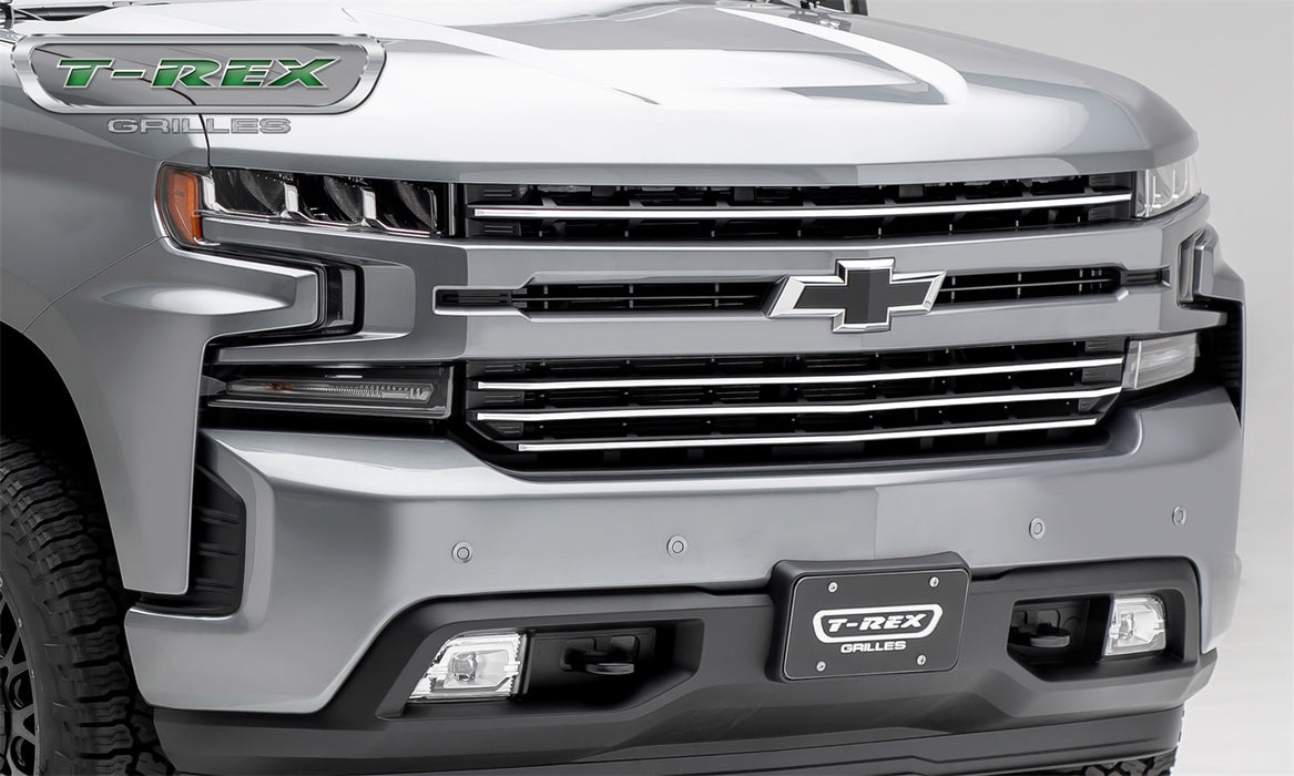 T-Rex Grilles 6211236 Billet Series Grille; Horizontal Round; Aluminum; Silver; 4 Pc; Overlay; - Truck Part Superstore