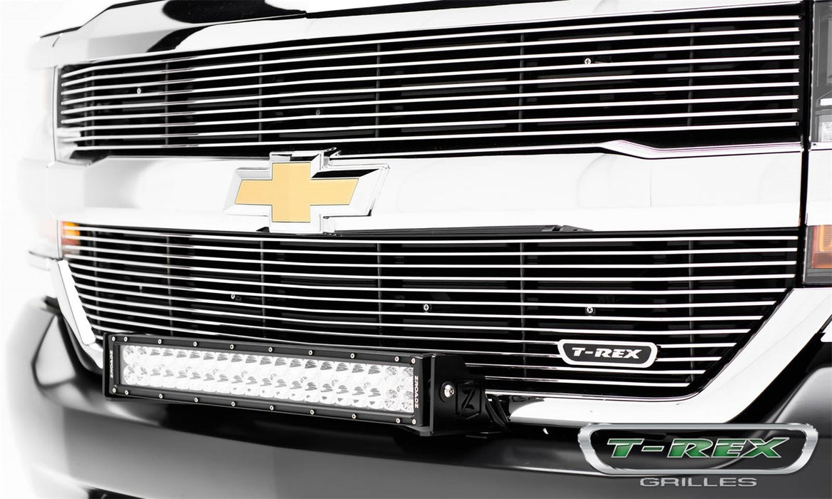 T-Rex Grilles 6211270 Laser Billet Series Grille; Horizontal; Aluminum; Polished; 2 Pc; Overlay; - Truck Part Superstore