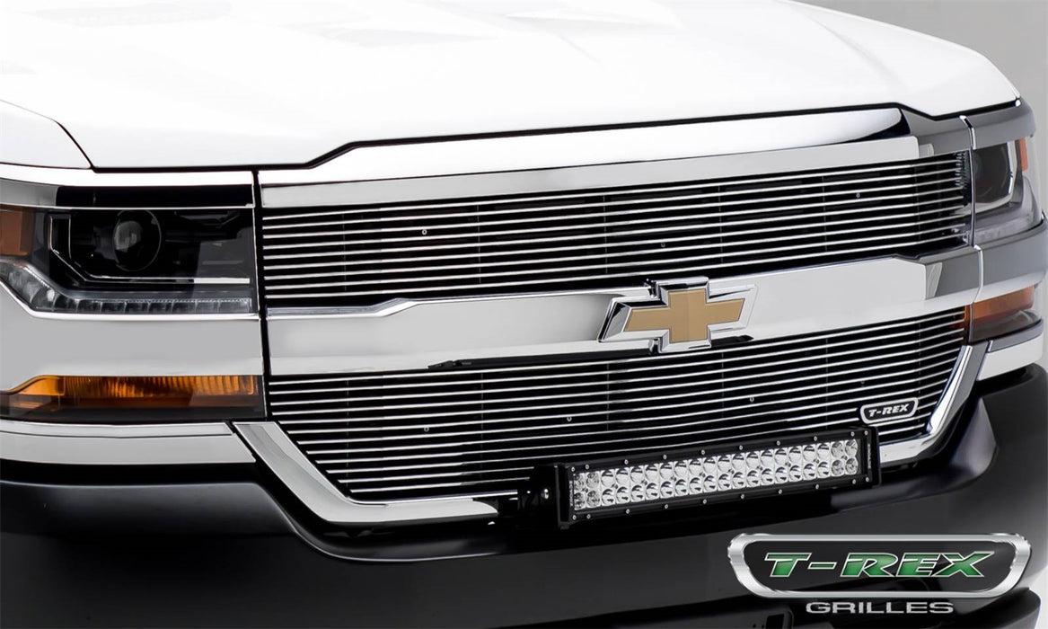 T-Rex Grilles 6211270 Laser Billet Series Grille; Horizontal; Aluminum; Polished; 2 Pc; Overlay; - Truck Part Superstore