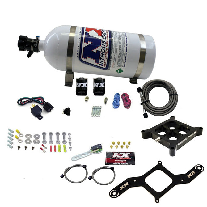 Nitrous Express 63040-10 4150 SINGLE ENTRY BILLET CROSSBAR PLATE SYSTEM; (50-300HP) W/10LB BOTTLE - Truck Part Superstore