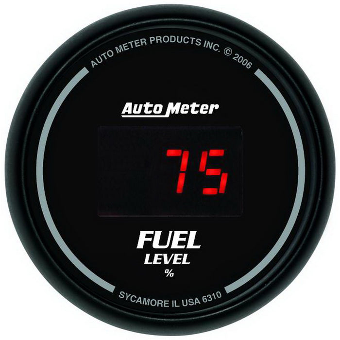 AutoMeter 6310 GAUGE; FUEL LEVEL; 2 1/16in.; 0-280O PROGRAM.; DIGITAL; BLACK DIAL W/RED LED - Truck Part Superstore