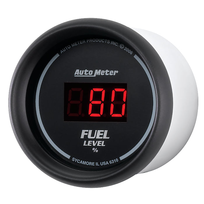 AutoMeter 6310 GAUGE; FUEL LEVEL; 2 1/16in.; 0-280O PROGRAM.; DIGITAL; BLACK DIAL W/RED LED - Truck Part Superstore