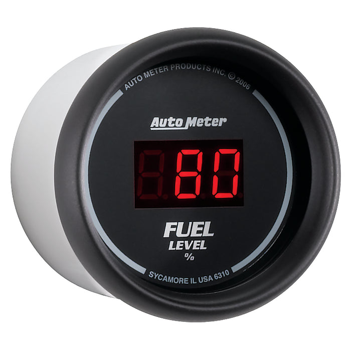 AutoMeter 6310 GAUGE; FUEL LEVEL; 2 1/16in.; 0-280O PROGRAM.; DIGITAL; BLACK DIAL W/RED LED - Truck Part Superstore