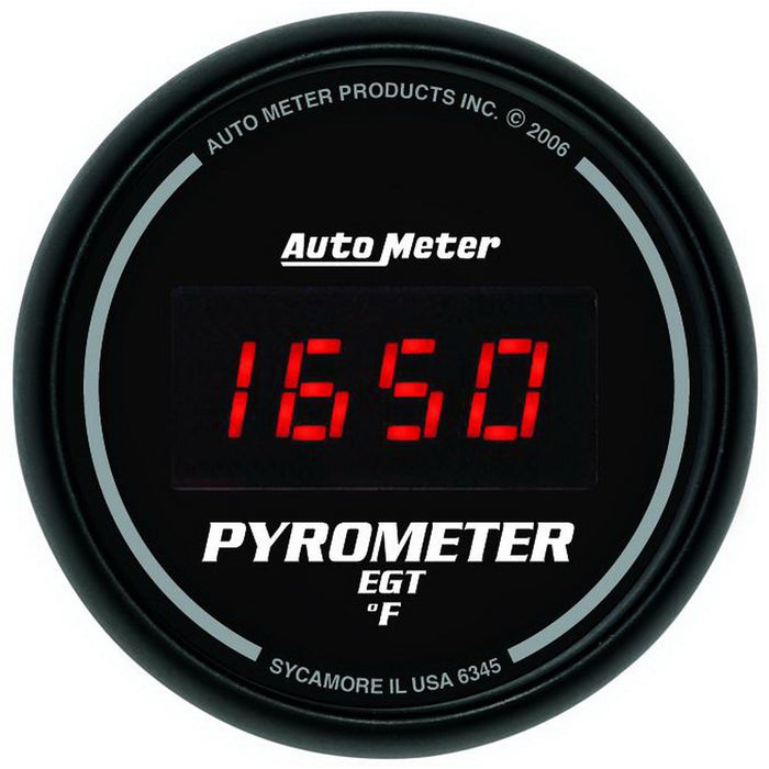 AutoMeter 6345 GAUGE; PYROMETER (EGT); 2 1/16in.; 1600deg.F; DIGITAL; BLACK DIAL W/RED LED - Truck Part Superstore