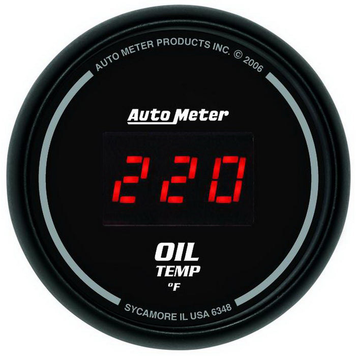 AutoMeter 6348 GAUGE; OIL TEMP; 2 1/16in.; 340deg.F; DIGITAL; BLACK DIAL W/RED LED - Truck Part Superstore
