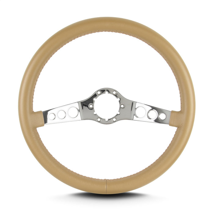 Lokar 63509 Lecarra SS Steering Wheel; Tan; Polished Spokes; 14 in. Standard Grip; - Truck Part Superstore