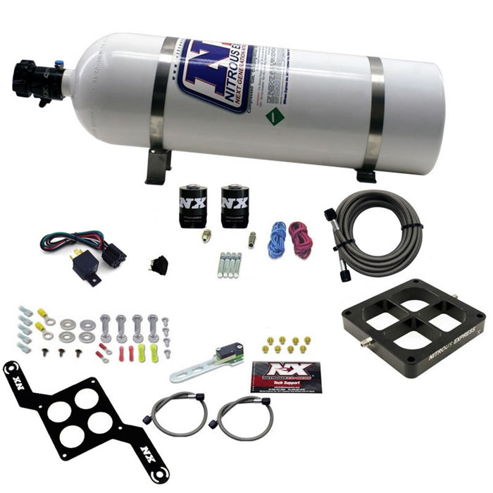 Nitrous Express 63570-15 DOMINATOR SINGLE ENTRY BILLET CROSSBAR; PRO POWER; (100-500HP) W/15LBBOTTLE - Truck Part Superstore