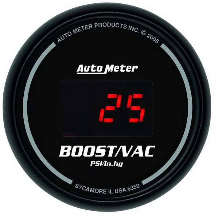 AutoMeter 6359 GAUGE; VAC/BOOST; 2 1/16in.; 30INHG-30PSI; DIGITAL; BLACK DIAL W/RED LED - Truck Part Superstore