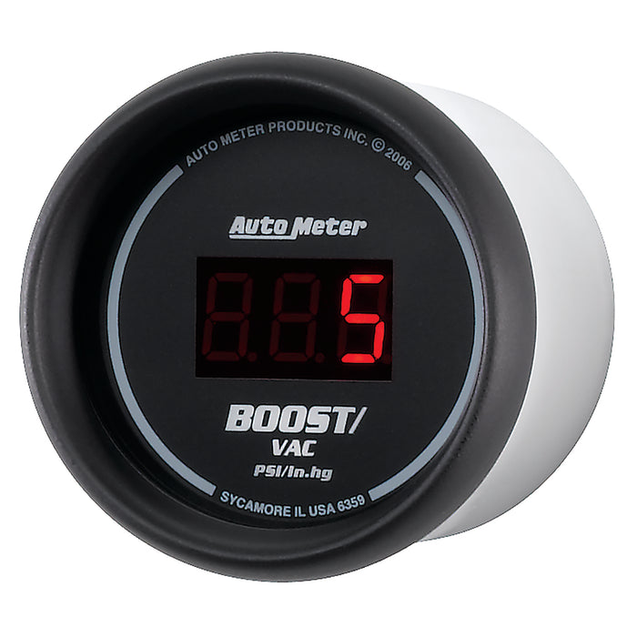 AutoMeter 6359 GAUGE; VAC/BOOST; 2 1/16in.; 30INHG-30PSI; DIGITAL; BLACK DIAL W/RED LED - Truck Part Superstore