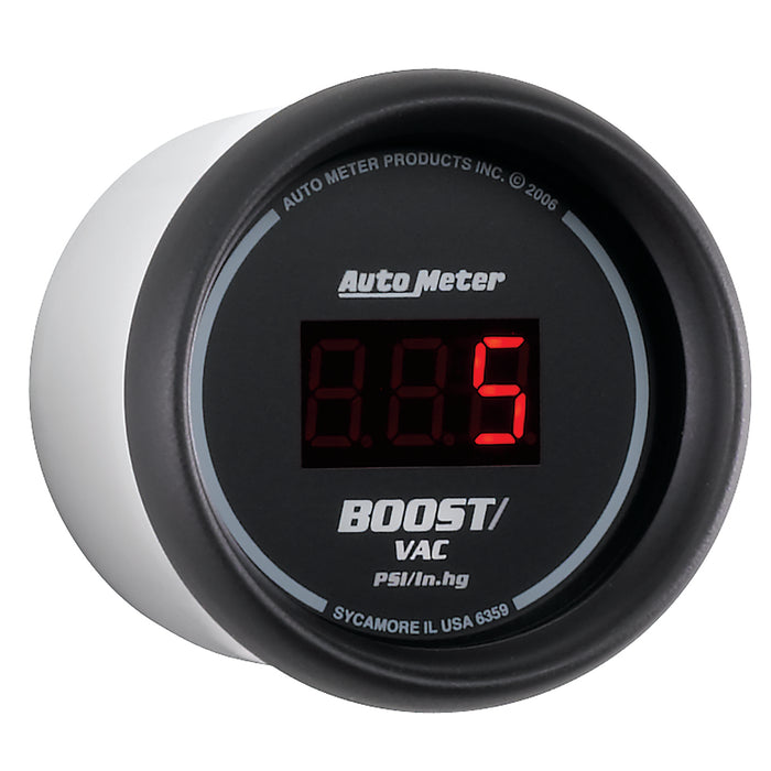 AutoMeter 6359 GAUGE; VAC/BOOST; 2 1/16in.; 30INHG-30PSI; DIGITAL; BLACK DIAL W/RED LED - Truck Part Superstore