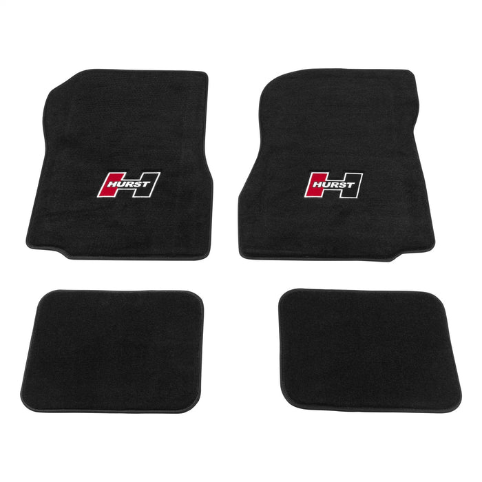 Hurst 6370002 Floor Mat Kit; Black; Non-Slip Backing; Hurst Red Logo; Front and Rear; 4 pc.; - Truck Part Superstore