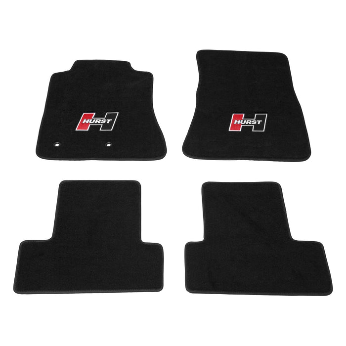 Hurst 6370021 Floor Mat Kit; Black; Non-Slip Backing; Hurst Red Logo; Front and Rear; - Truck Part Superstore