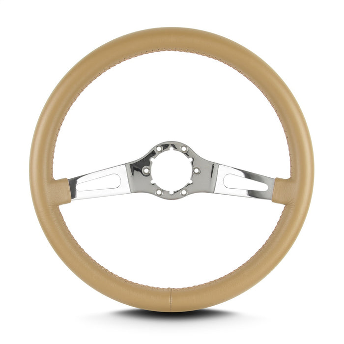 Lokar 63709 Lecarra Teardrop Steering Wheel; Tan; 2 Polished Spokes; 14 in. Standard Grip; - Truck Part Superstore