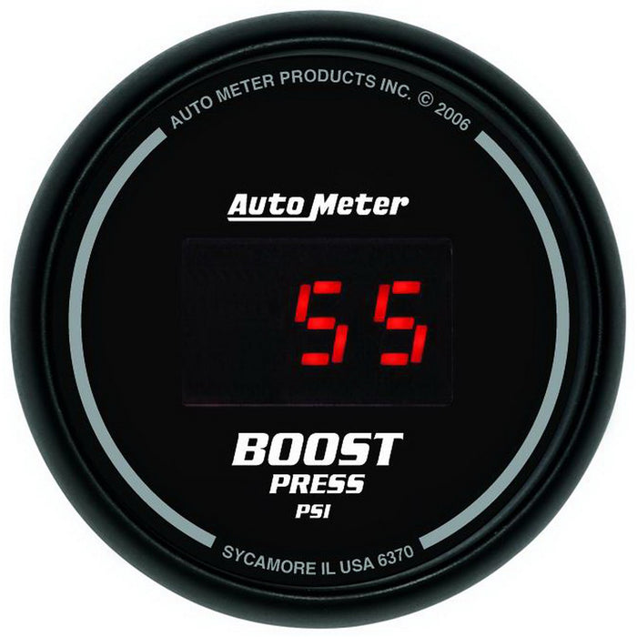 AutoMeter 6370 GAUGE; BOOST; 2 1/16in.; 60PSI; DIGITAL; BLACK DIAL W/RED LED - Truck Part Superstore