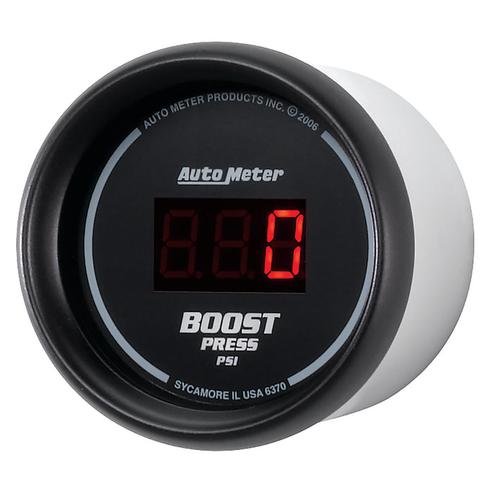 AutoMeter 6370 GAUGE; BOOST; 2 1/16in.; 60PSI; DIGITAL; BLACK DIAL W/RED LED - Truck Part Superstore