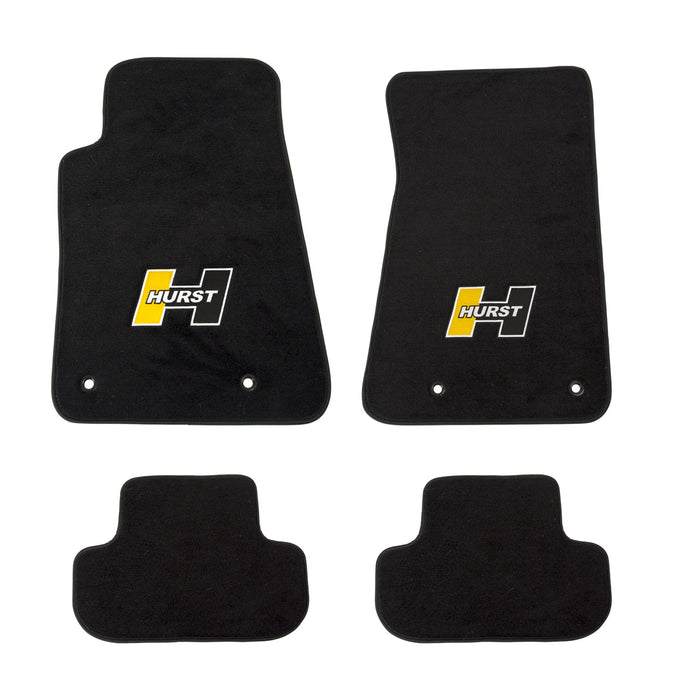 Hurst 6371000 Floor Mat Kit; Black; Non-Slip Backing; Hurst Gold Logo; Front and Rear; 4 pc.; - Truck Part Superstore
