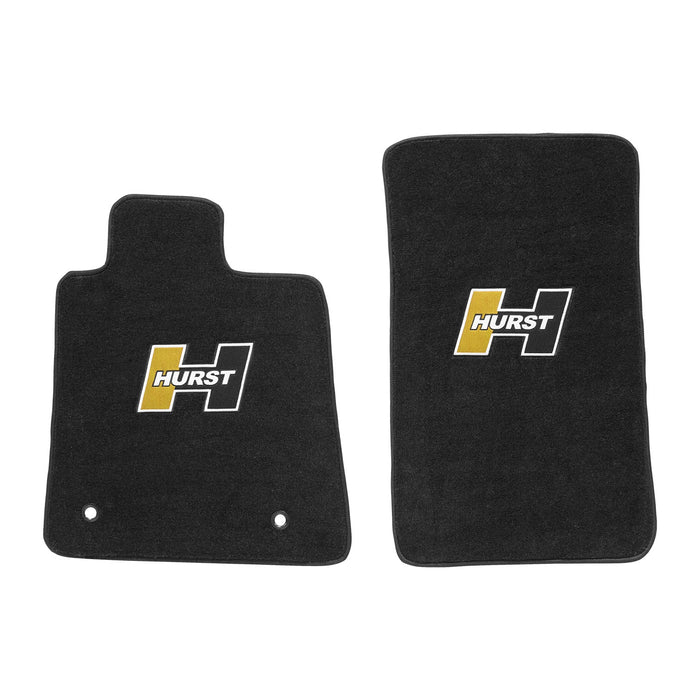 Hurst 6371003 Floor Mat Kit; Black; Non-Slip Backing; 2 pc.; Front; Hurst Gold Logo; - Truck Part Superstore