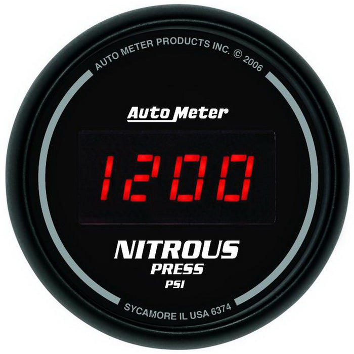 AutoMeter 6374 GAUGE; NITROUS PRESSURE; 2 1/16in.; 1600PSI; DIGITAL; BLACK DIAL W/RED LED - Truck Part Superstore