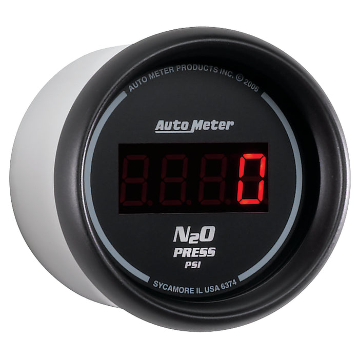 AutoMeter 6374 GAUGE; NITROUS PRESSURE; 2 1/16in.; 1600PSI; DIGITAL; BLACK DIAL W/RED LED - Truck Part Superstore