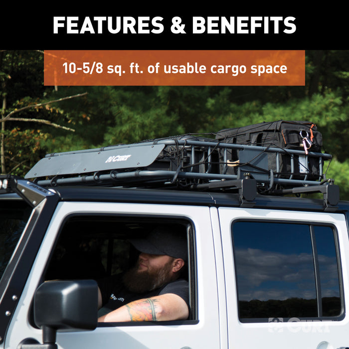 CURT 18115 CURT 18115 Universal 42 x 37-Inch Black Steel Roof Rack Rooftop Cargo Carrier - Truck Part Superstore