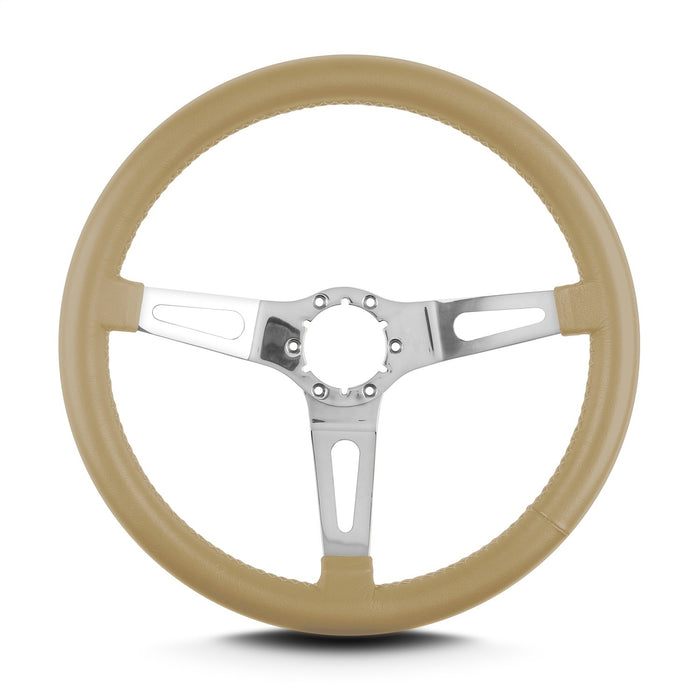 Lokar 63809 Lecarra Teardrop Steering Wheel; Tan; 3 Polished Spokes; 14 in. Standard Grip; - Truck Part Superstore
