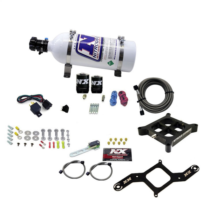 Nitrous Express 63840-05 4150 SINGLE ENTRY CROSSBAR PLATE SYSTEM; RNC (250-750HP) W/5LB BOTTLE - Truck Part Superstore