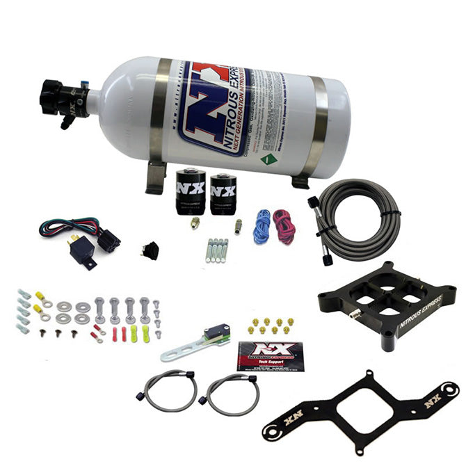 Nitrous Express 63840-10 4150 SINGLE ENTRY CROSSBAR PLATE SYSTEM; RNC (250-750HP) W/10LB BOTTLE - Truck Part Superstore