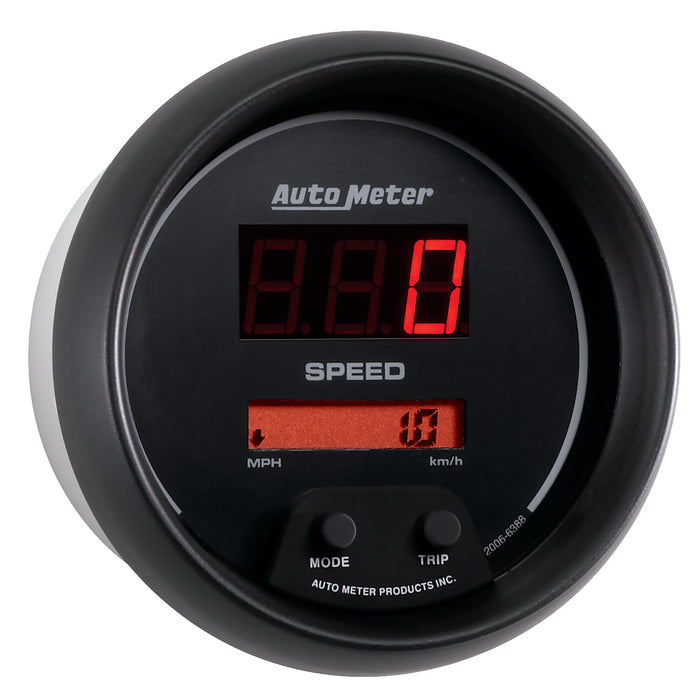 AutoMeter 6388 GAUGE; SPEEDO; 3 3/8in.; 260MPH/260KM/H; ELEC PROGRAM; DIGITAL; BLACK W/RED LED - Truck Part Superstore