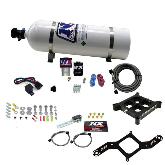 Nitrous Express 63940-15 SINGLE ENTRY CROSSBAR RNC .178 250-650HP (4150 FLANGE) W/15LB BOTTLE - Truck Part Superstore