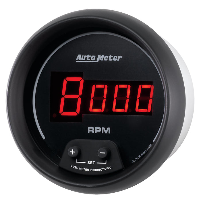AutoMeter 6397 GAUGE; TACH; 3 3/8in.; 10K RPM; IN-DASH; DIGITAL; BLACK DIAL W/RED LED - Truck Part Superstore