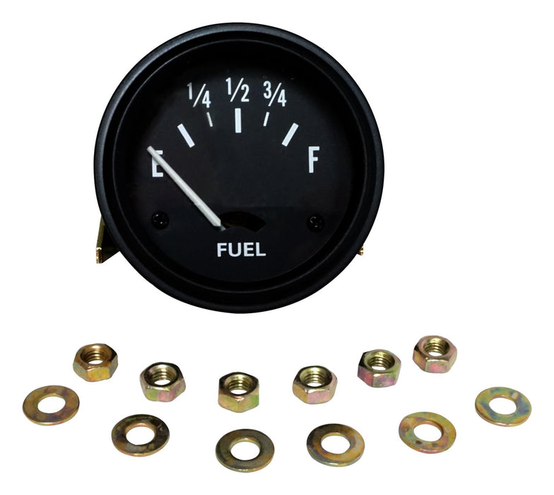 Crown Automotive Jeep Replacement 640763 Fuel Gauge; 12V; Incl. Hardware; Fits 2 in. Dia. Hole; Black Face/Black Bezel; - Truck Part Superstore