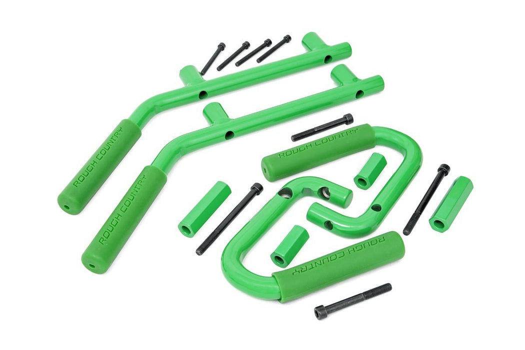 Rough Country 6503GREEN Jeep Solid Steel Grab Handle Set 07-18 Wrangler JK Green Rough Country - Truck Part Superstore