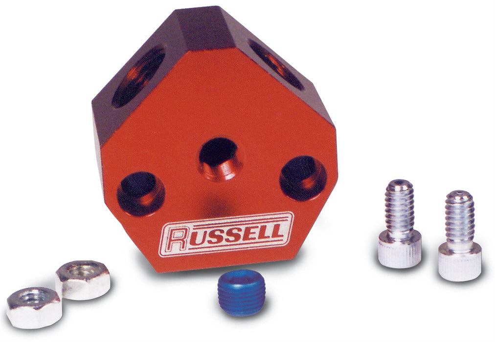 Russell 650360 Fuel Block Billet Y Fuel Block; 0.5 in. Inlet; 3/8 in. Outlet; - Truck Part Superstore