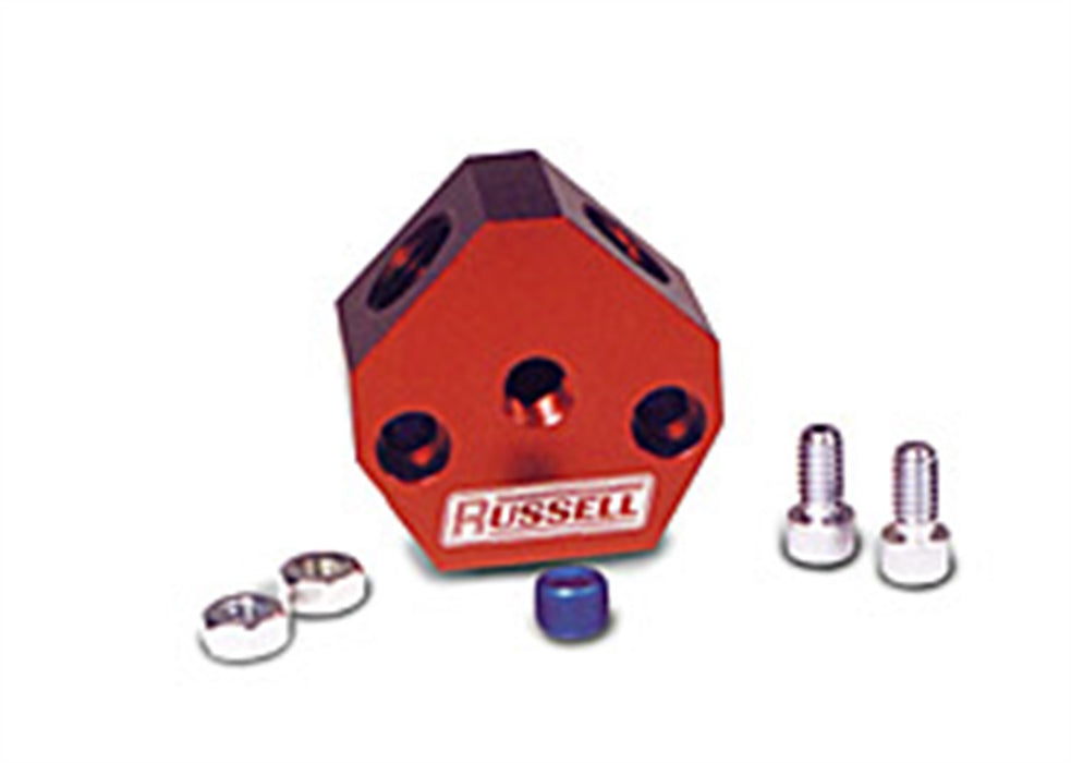 Russell 650370 Fuel Block Billet Y Fuel Block; 3/8 in. Inlet; 3/8 in. Outlet; - Truck Part Superstore