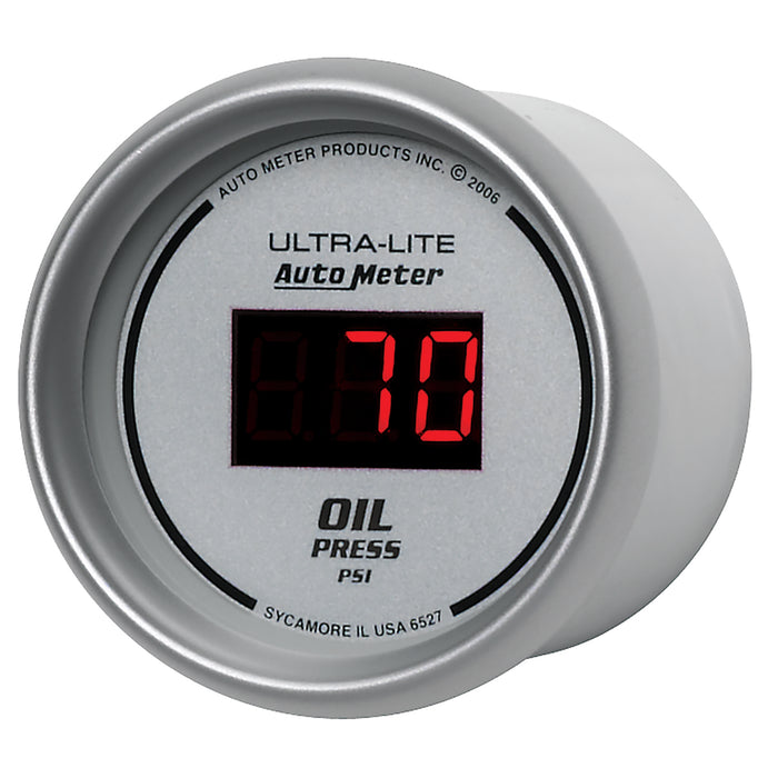AutoMeter 6527 GAUGE; OIL PRESSURE; 2 1/16in.; 100PSI; DIGITAL; SILVER DIAL W/RED LED - Truck Part Superstore