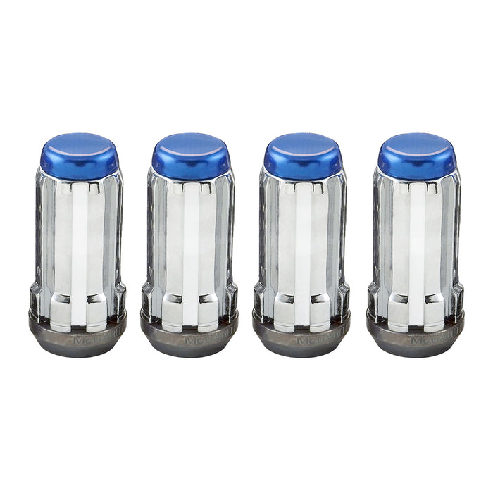 McGard 65340BC Tuner Style Cone Seat Lug Nuts-Chrome w/Blue Caps - Truck Part Superstore