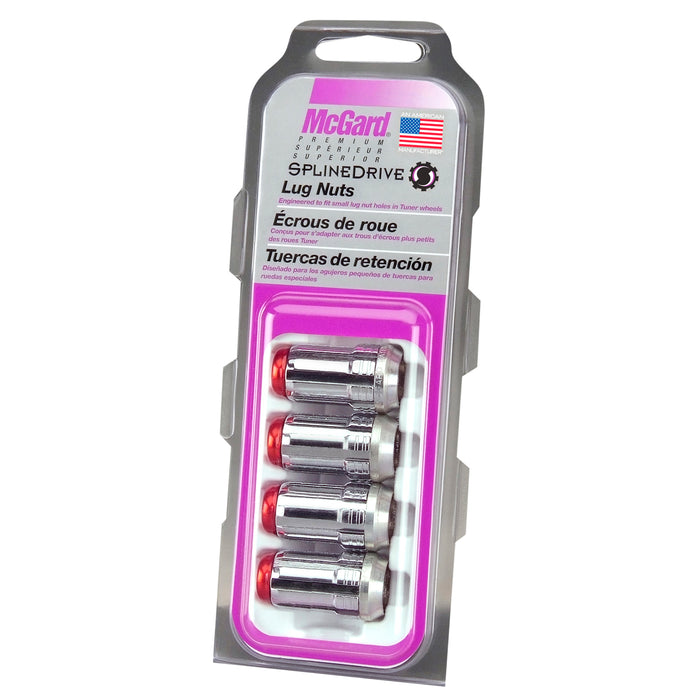 McGard 65340RC Tuner Style Cone Seat Lug Nuts-Chrome w/Red Caps - Truck Part Superstore