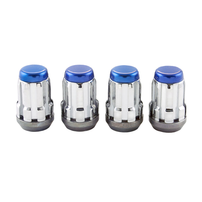 McGard 65354BC Tuner Style Cone Seat Lug Nuts-Chrome w/Blue Caps - Truck Part Superstore