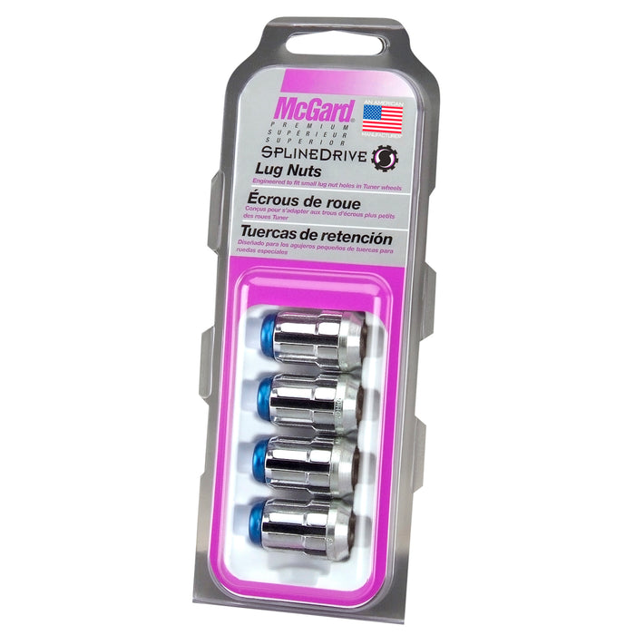 McGard 65357BC Tuner Style Cone Seat Lug Nuts-Chrome w/Blue Caps - Truck Part Superstore