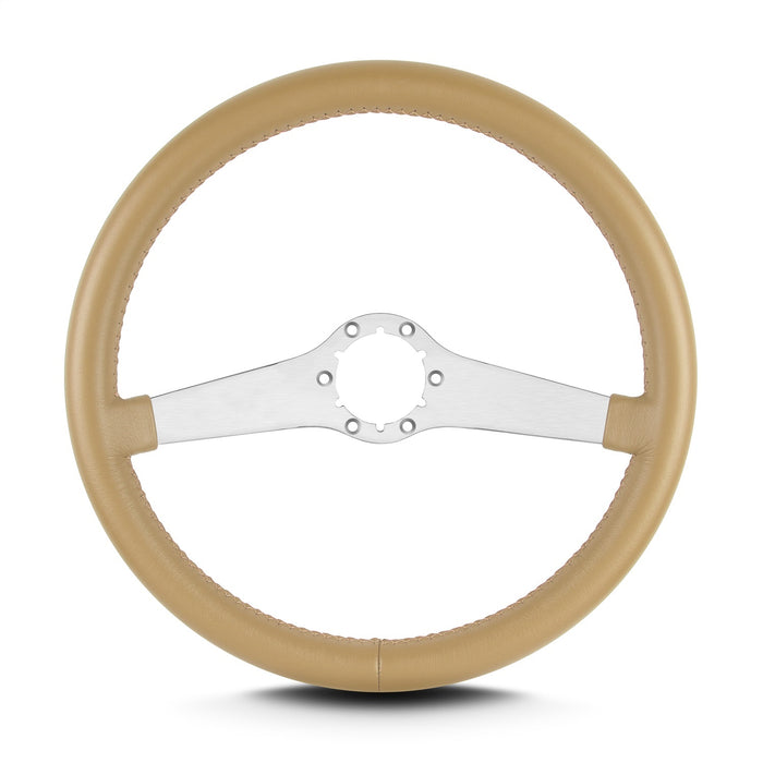 Lokar 65409 Lecarra Two Smooth Steering Wheel; Tan; Brushed Spokes; 14 in. Standard Grip; - Truck Part Superstore