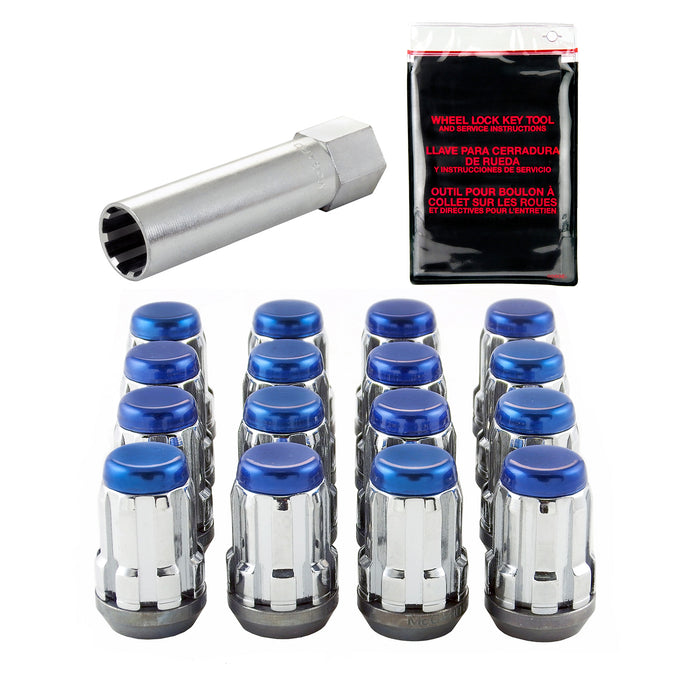 McGard 65454BC Tuner Style Cone Seat Wheel Installation Kit-Chrome w/Blue Caps - Truck Part Superstore