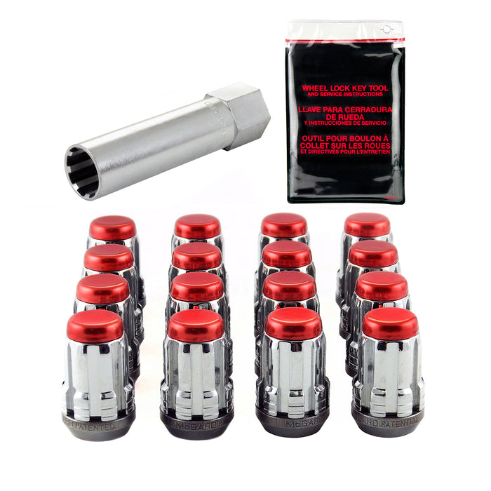 McGard 65454RC Tuner Style Cone Seat Wheel Installation Kit-Chrome w/Red Caps - Truck Part Superstore