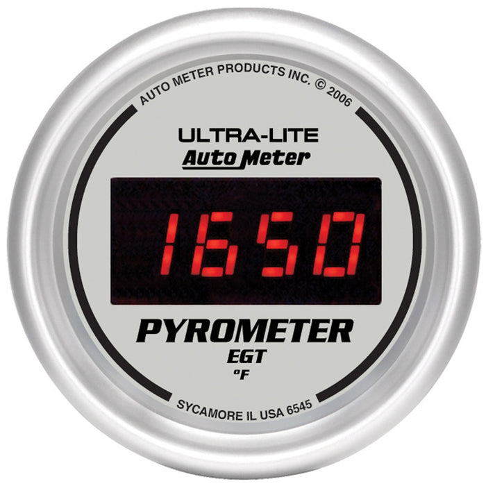 AutoMeter 6545 GAUGE; PYROMETER (EGT); 2 1/16in.; 1600deg.F; DIGITAL; SILVER DIAL W/RED LED - Truck Part Superstore
